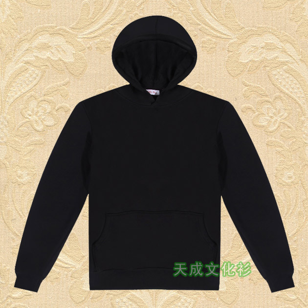 黑色儿童毛圈套头帽衫