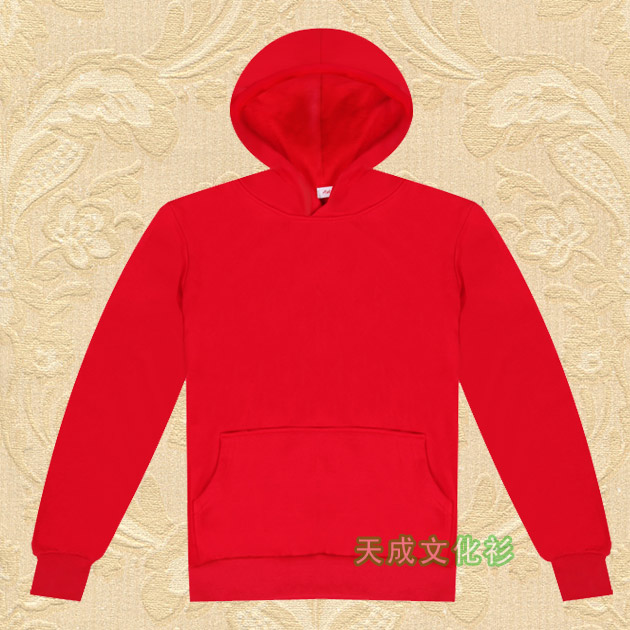 儿童红色毛圈套头卫衣帽衫